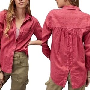 Anthropologie Pilcro The Theresa Lace-Up Button Down Shirt $98 Retail